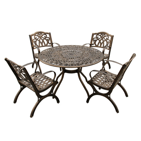 Outdoor Aluminum 5pc Round Patio Dining Set with Four Chairs - Sharicks