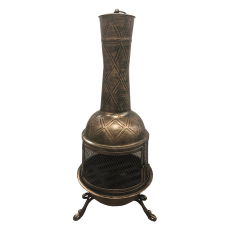 Solid Steel 36-in Tall Antique Bronze Chiminea Fire Pit - Sharicks