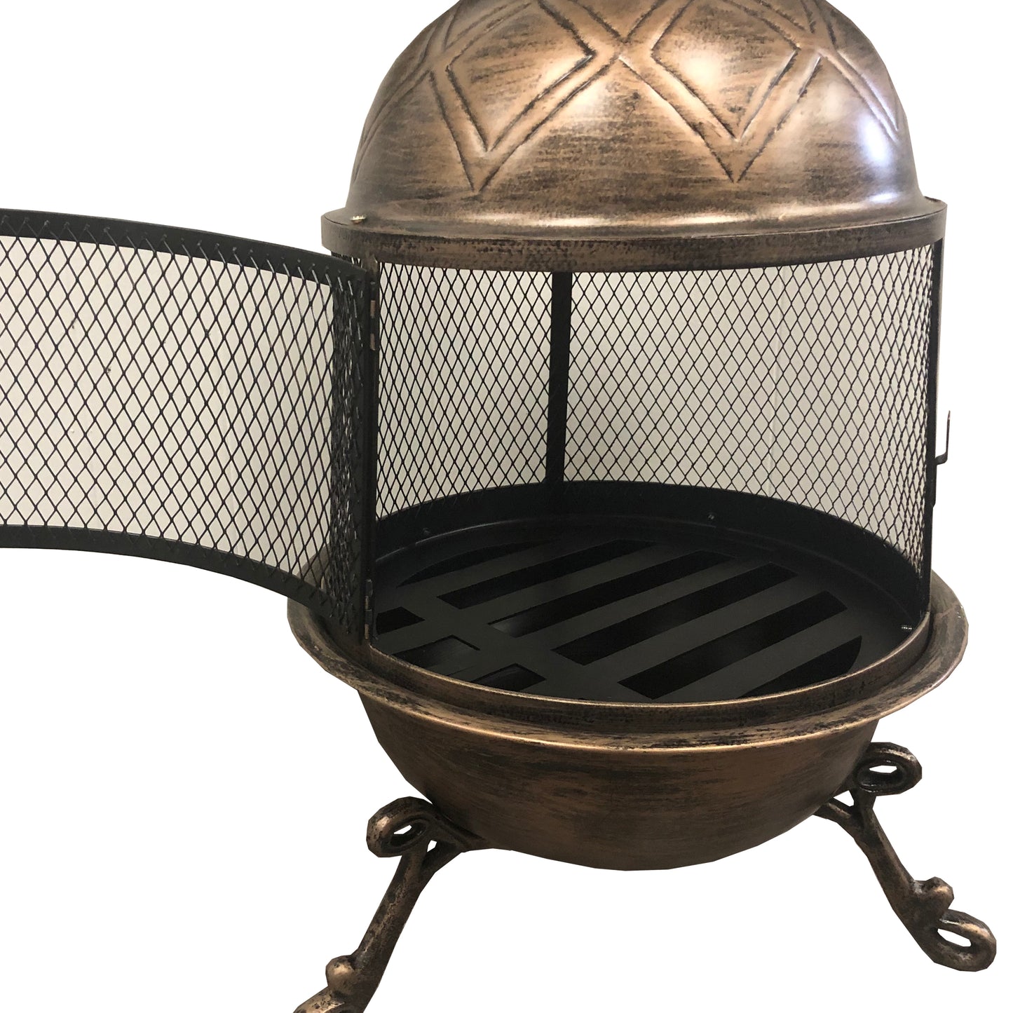 Solid Steel 36-in Tall Antique Bronze Chiminea Fire Pit