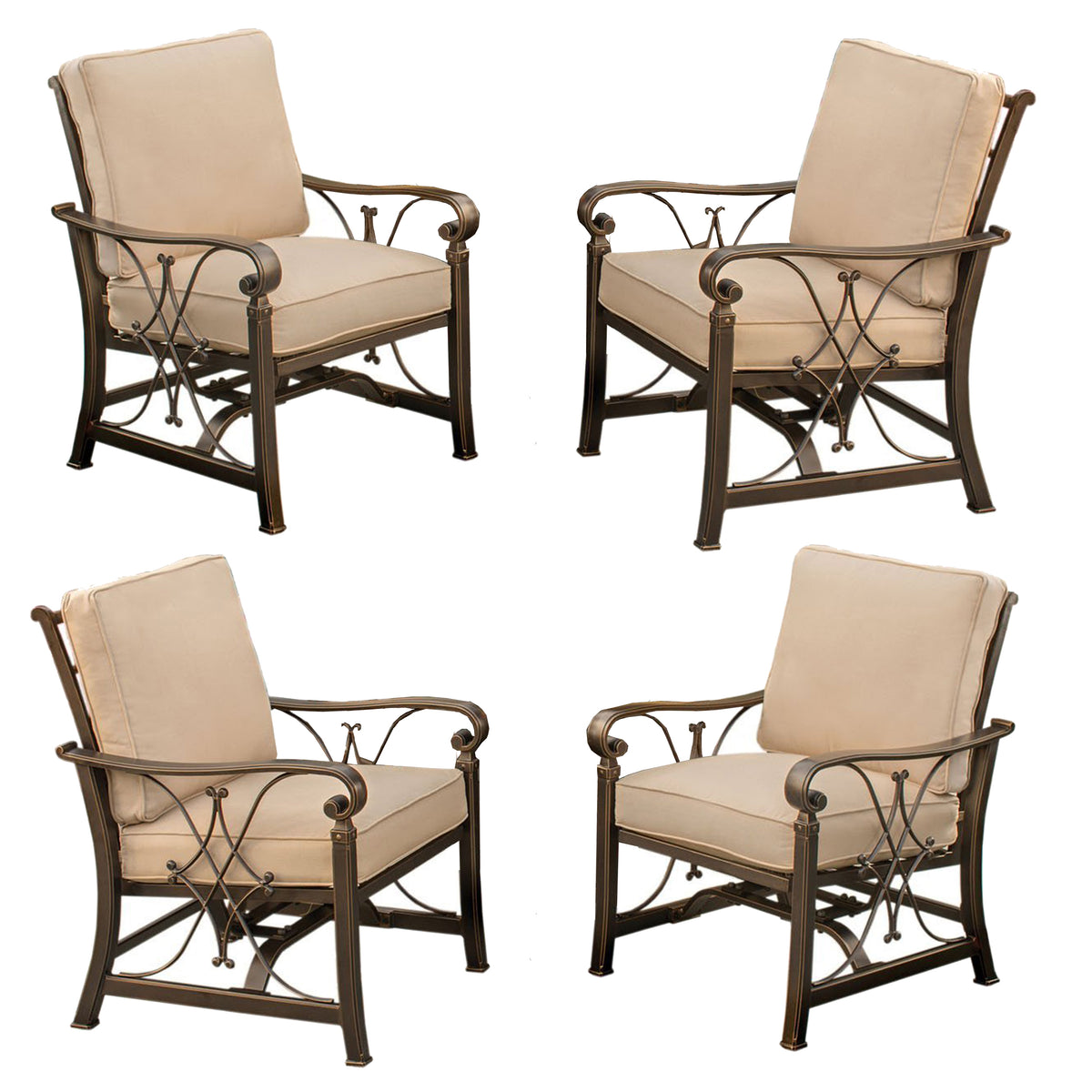 Aluminum Deep Seating Rocking Club Chairs in Antique Copper (set of 4 ...