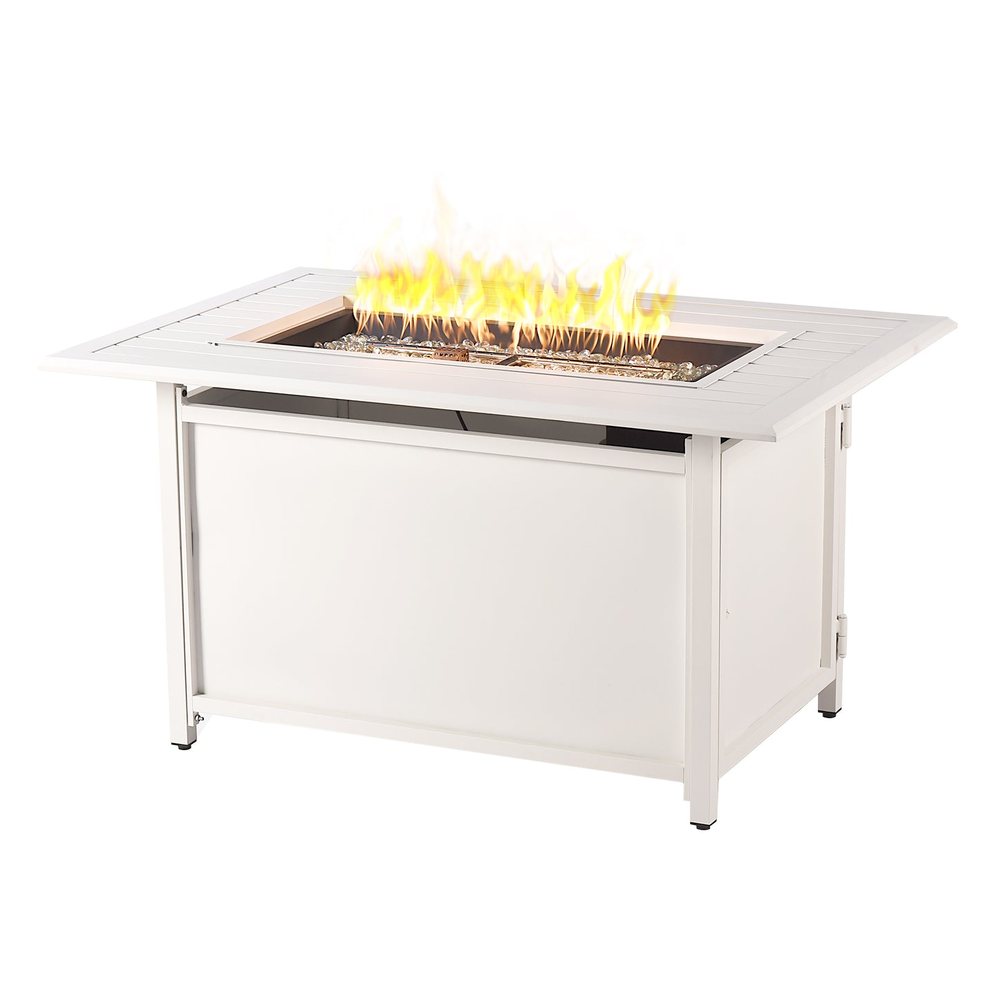 Aluminum 46-in Rectangular Propane Fire Table, Beads, Covers and Lid