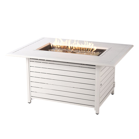 Aluminum 48-in Rectangular Propane Fire Table, Beads, Covers and Lid Sharicks