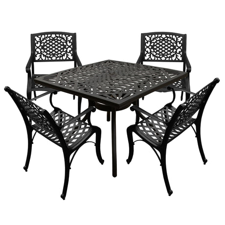 Outdoor Aluminum 5pc Square Black Patio Dining Set with Four Chairs - Sharicks