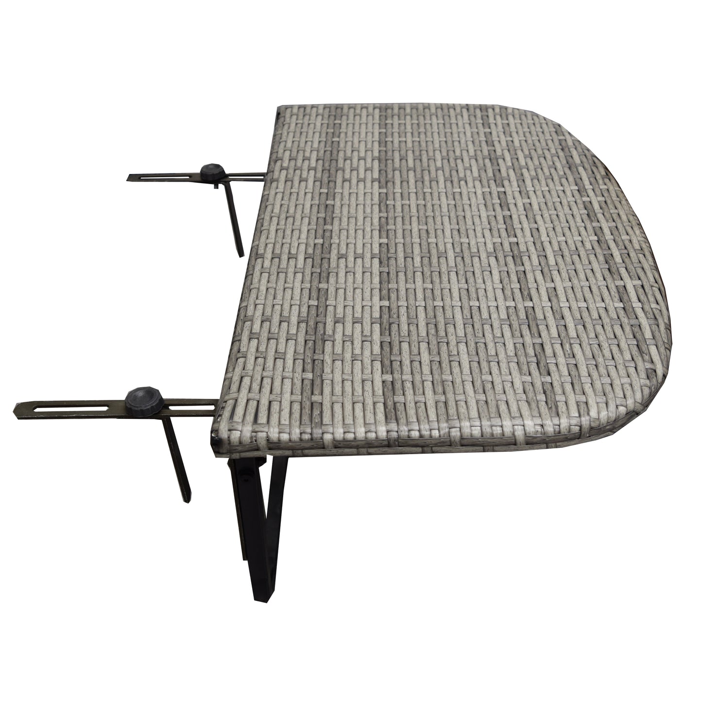Grey Wicker Foldable Patio Balcony Table with Adjustable Clamps