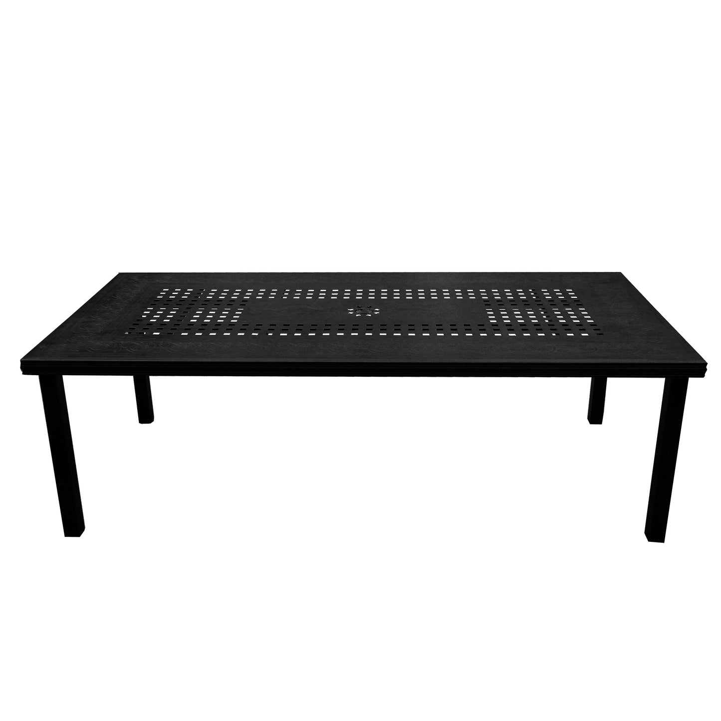 Traditional Outdoor Aluminum 95-in Rectangle Large Patio Dining Table