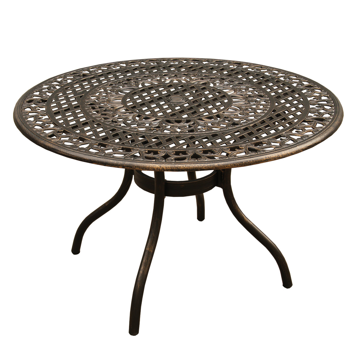 Ornate Outdoor Elegant Aluminum 48-in Round Patio Dining Table