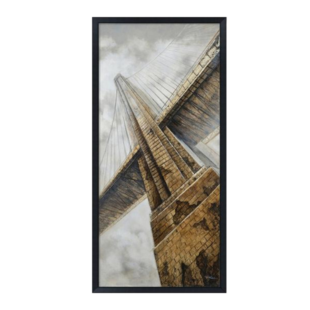Hand Painted Acrylic and Foam 3D Wall Art Golden Gate Bridge 32 x 71 Rectangular Canvas with a Black Wooden Frame