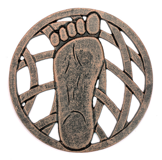 Antique Bronze Metal Stepping Stone Left Foot - Cast Aluminum