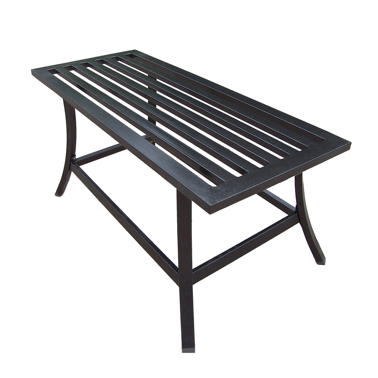 Dark Brown Slatted Outdoor 36-in Steel Coffee Table