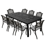 Outdoor Aluminum 9pc Rectangular Patio Dining Set with Eight Chairs