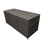 Grey Wicker Patio Deck Box with 113 Gallon Storage and Metal Frame