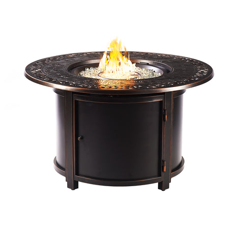 Aluminum 44-in Round Propane Fire Table with Beads, Covers and Lid Sharicks