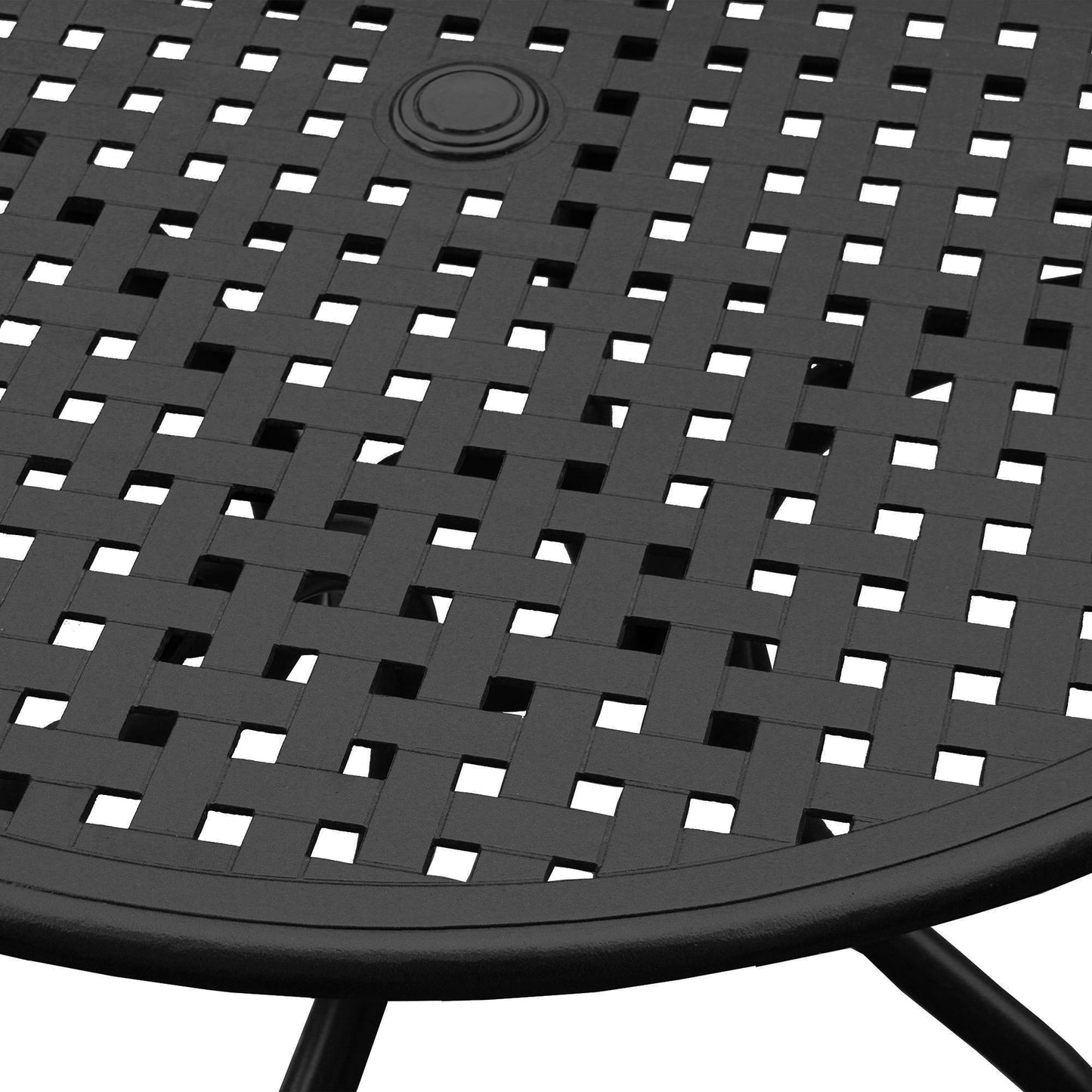 Outdoor Aluminum 5pc Round Black Patio Dining Set with Four Chairs