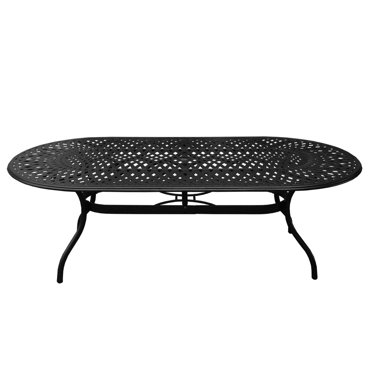 Outdoor Aluminum 9pc Large Black Oval Patio Dining Set Eight Chairs