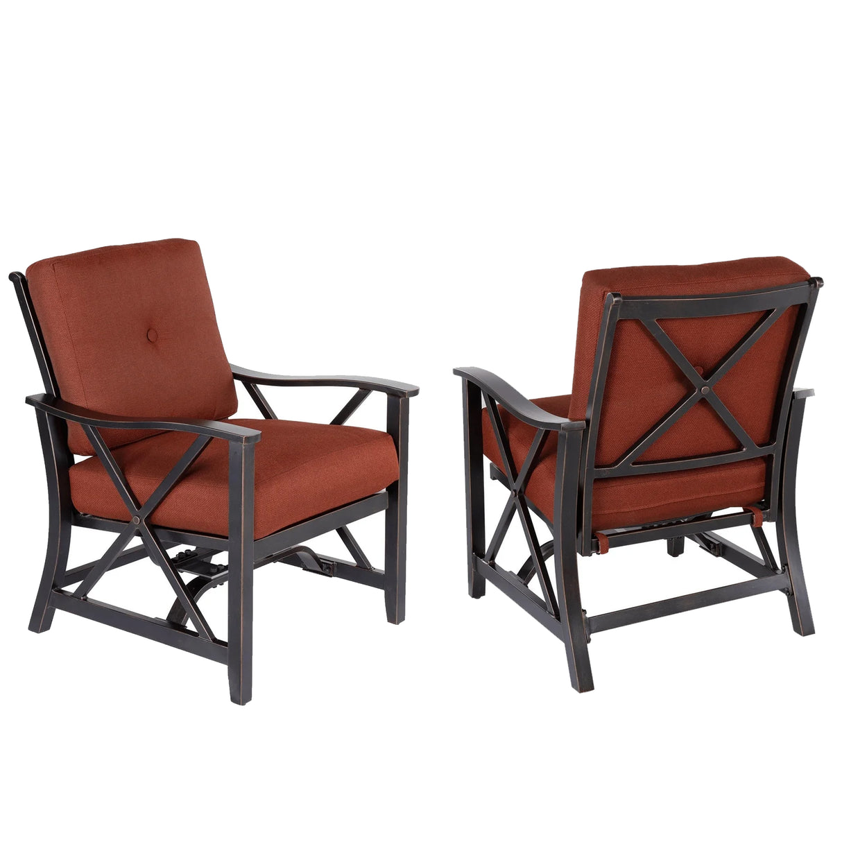 Aluminum Deep Seating Rocking Club Chairs in Antique Copper (set of 2)