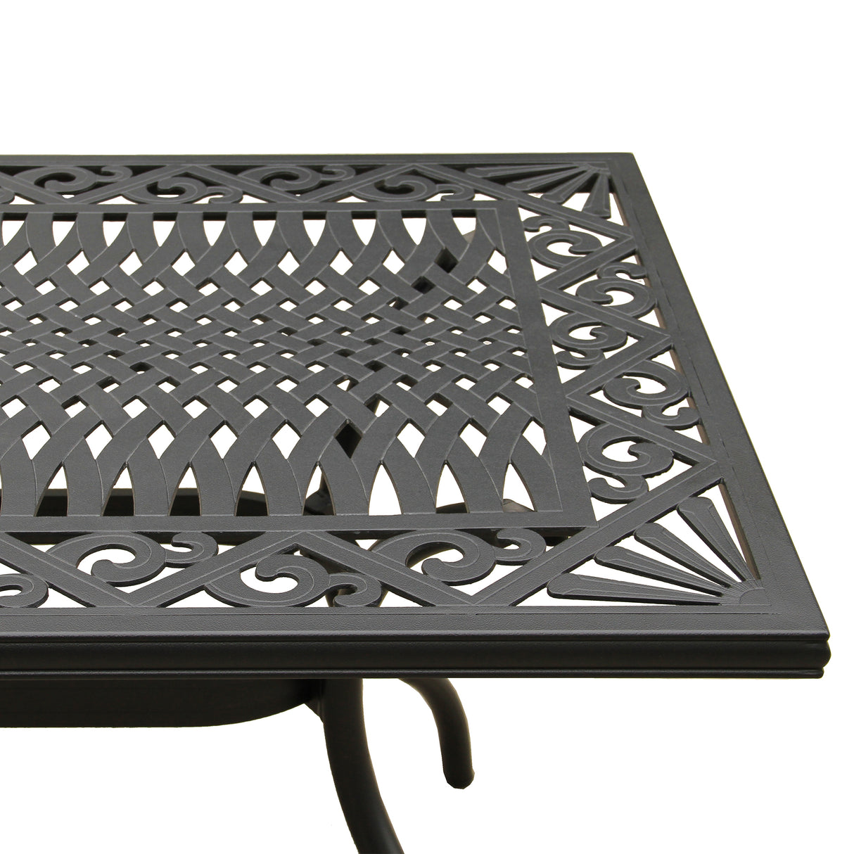 Ornate Outdoor Mesh Aluminum Black 68-in Rectangle Patio Dining Table