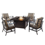 Aluminum 42-in Square Antique Copper Fire Table Set and Rocking Chairs