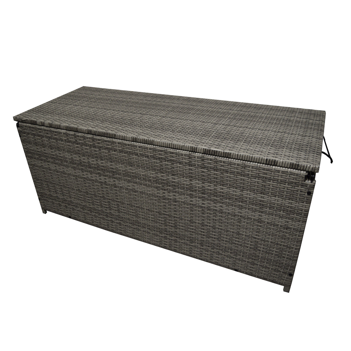 Grey Wicker Patio Deck Box with 113 Gallon Storage and Metal Frame