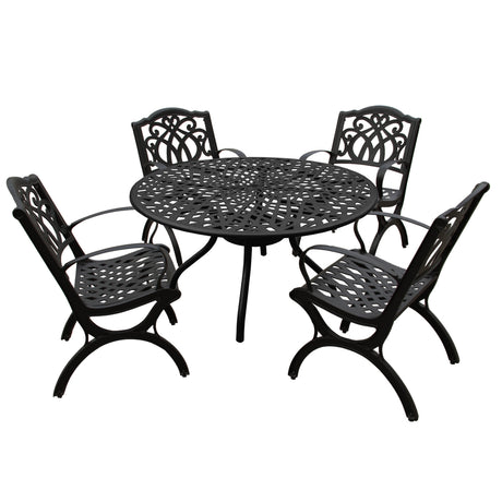 Outdoor Aluminum 5pc Round Black Patio Dining Set with Four Chairs - Sharicks