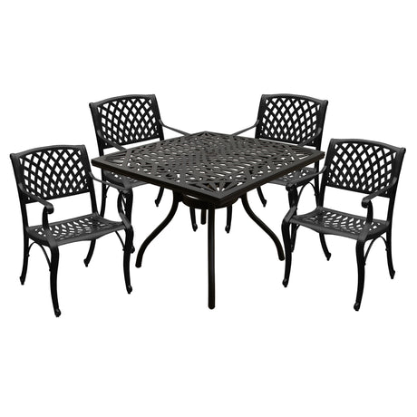 Outdoor Aluminum 5pc Square Black Patio Dining Set with Four Chairs - Sharicks