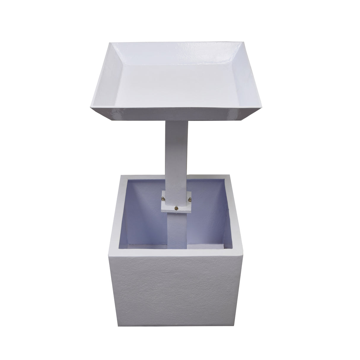 Modern Square Cast Aluminum 35-in Bird Bath and Planter Vase Combo