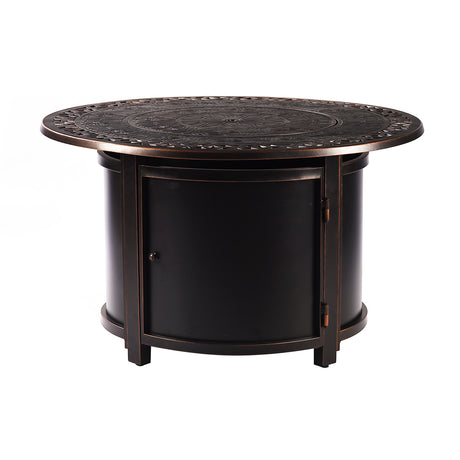 Aluminum 44-in Round Propane Fire Table with Beads, Covers and Lid Sharicks