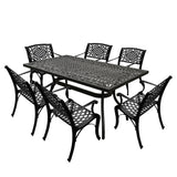 Outdoor Aluminum 7pc Black Rectangular Patio Dining Set and Six Chairs - Sharicks