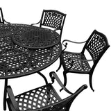 Outdoor Aluminum 7pc Round Patio Dining Set, Lazy Susan, Six Chairs - Sharicks