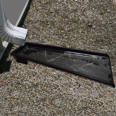 Black Faux Marble 24-in Cast Aluminum Downspout Gutter Splash Block