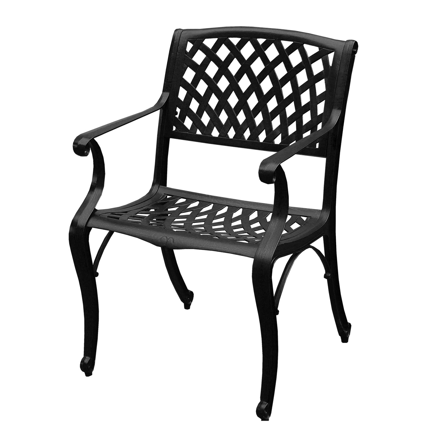 Outdoor Aluminum 5pc Square Black Patio Dining Set with Four Chairs