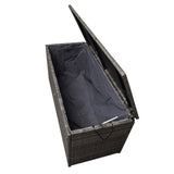 Grey Wicker Patio Deck Box with 113 Gallon Storage and Metal Frame