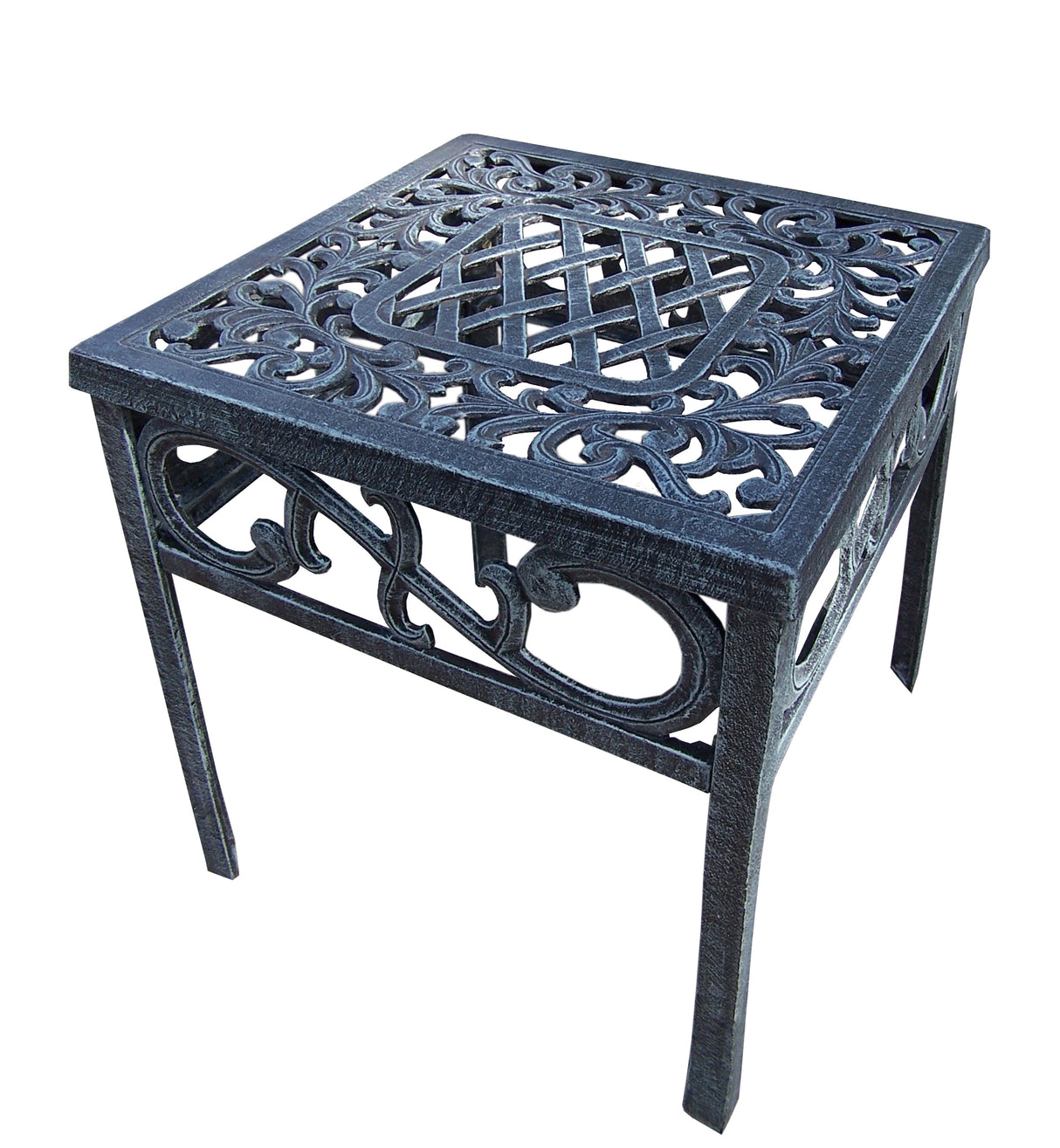 Blue Grey Cast Aluminum 18-in Square Patio Side End Table