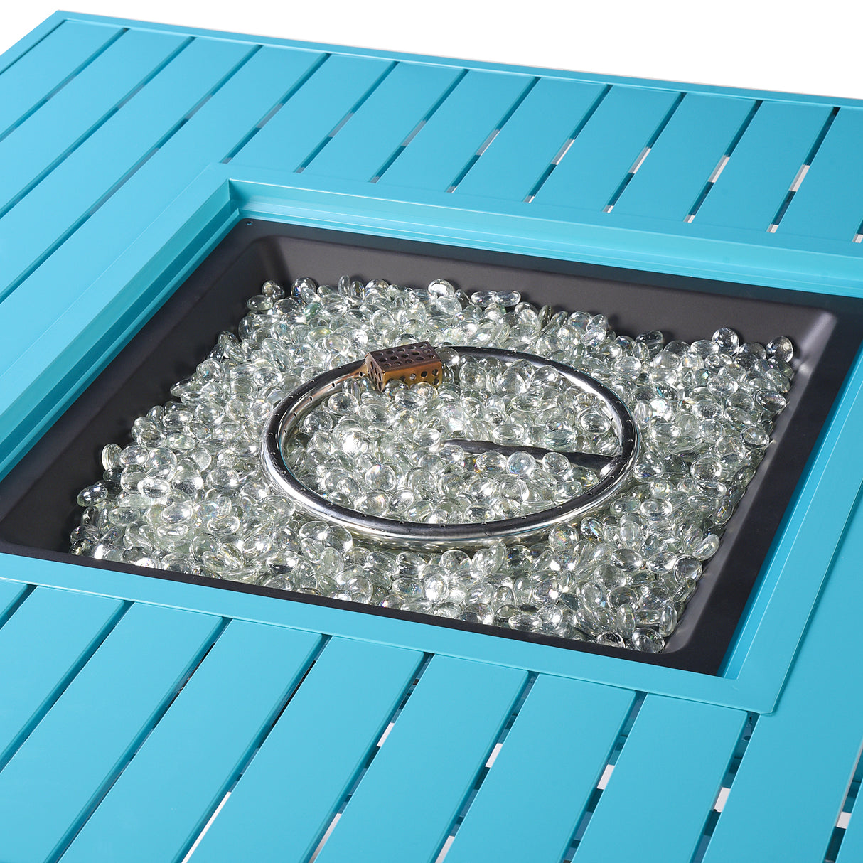 Aluminum 42-in Square Propane Fire Table with Beads, Covers and Lid