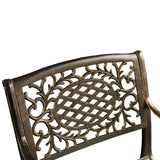 Ornate Traditional Outdoor Mesh Lattice Aluminum Patio Dining Chair