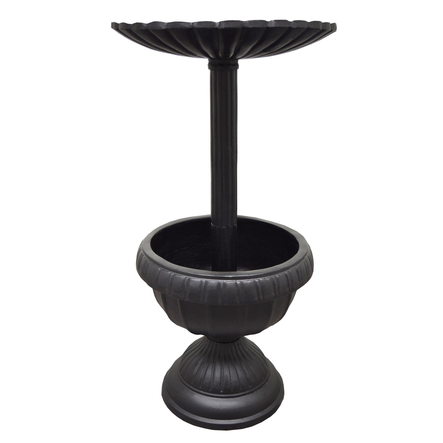 Ornate Round Cast Aluminum Metal 35-in Bird Bath Planter Vase Combo