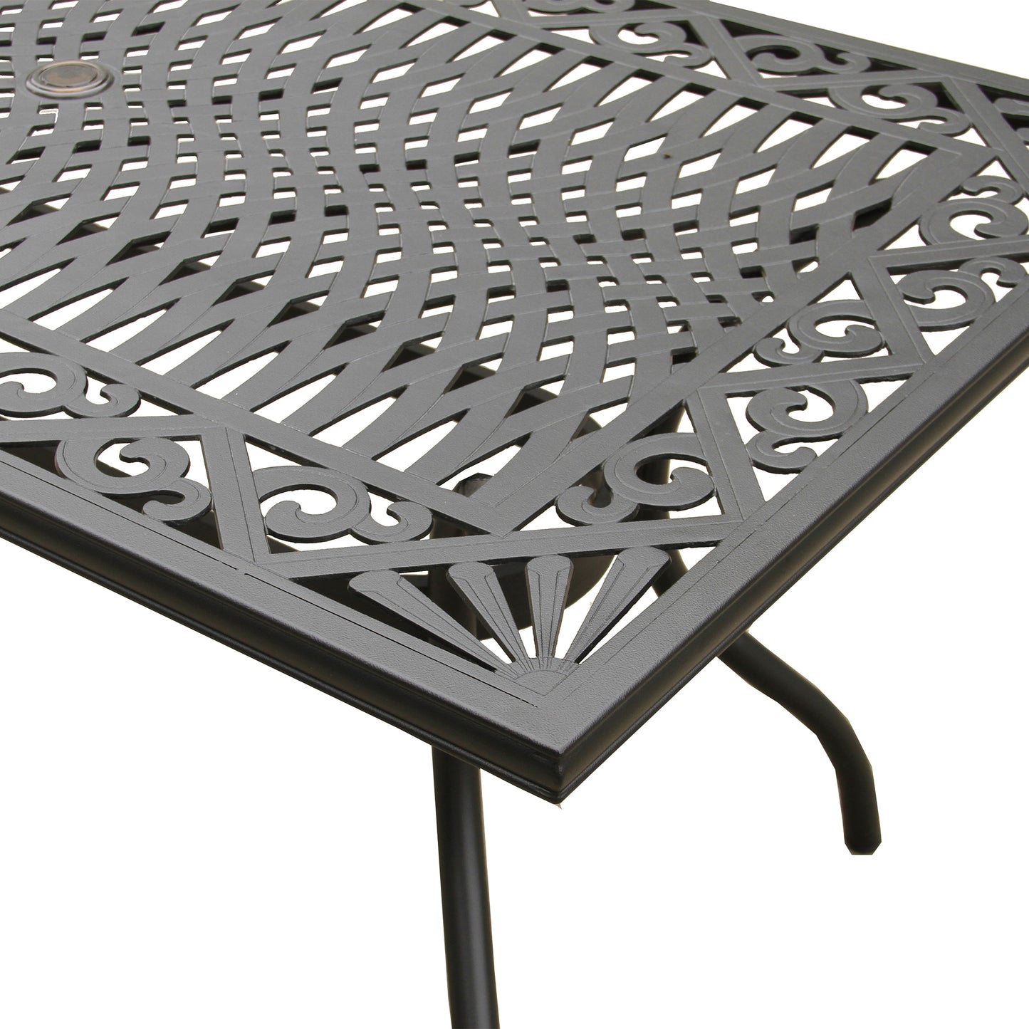Ornate Outdoor Mesh Aluminum Black 68-in Rectangle Patio Dining Table