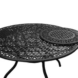 Aluminum 7pc Black Round Patio Dining Set, Lazy Susan, Six Chairs - Sharicks