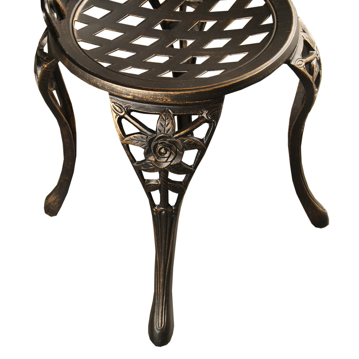 Bronze Rose Ornate Outdoor Patio Garden Aluminum 3 Piece Bistro Set