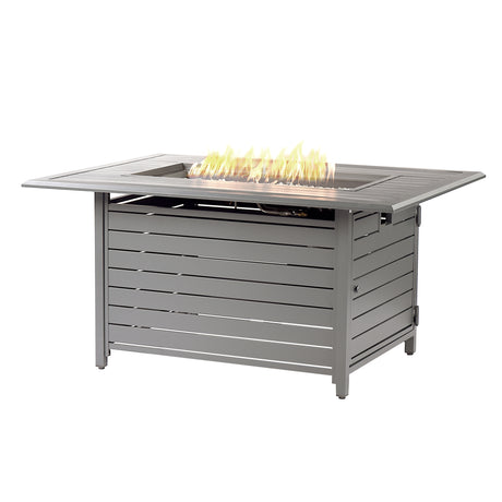 Aluminum 48-in Rectangular Propane Fire Table, Beads, Covers and Lid Sharicks