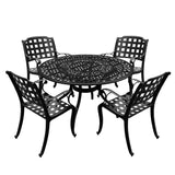 Outdoor Aluminum 5pc Round Black Patio Dining Set with Four Chairs - Sharicks