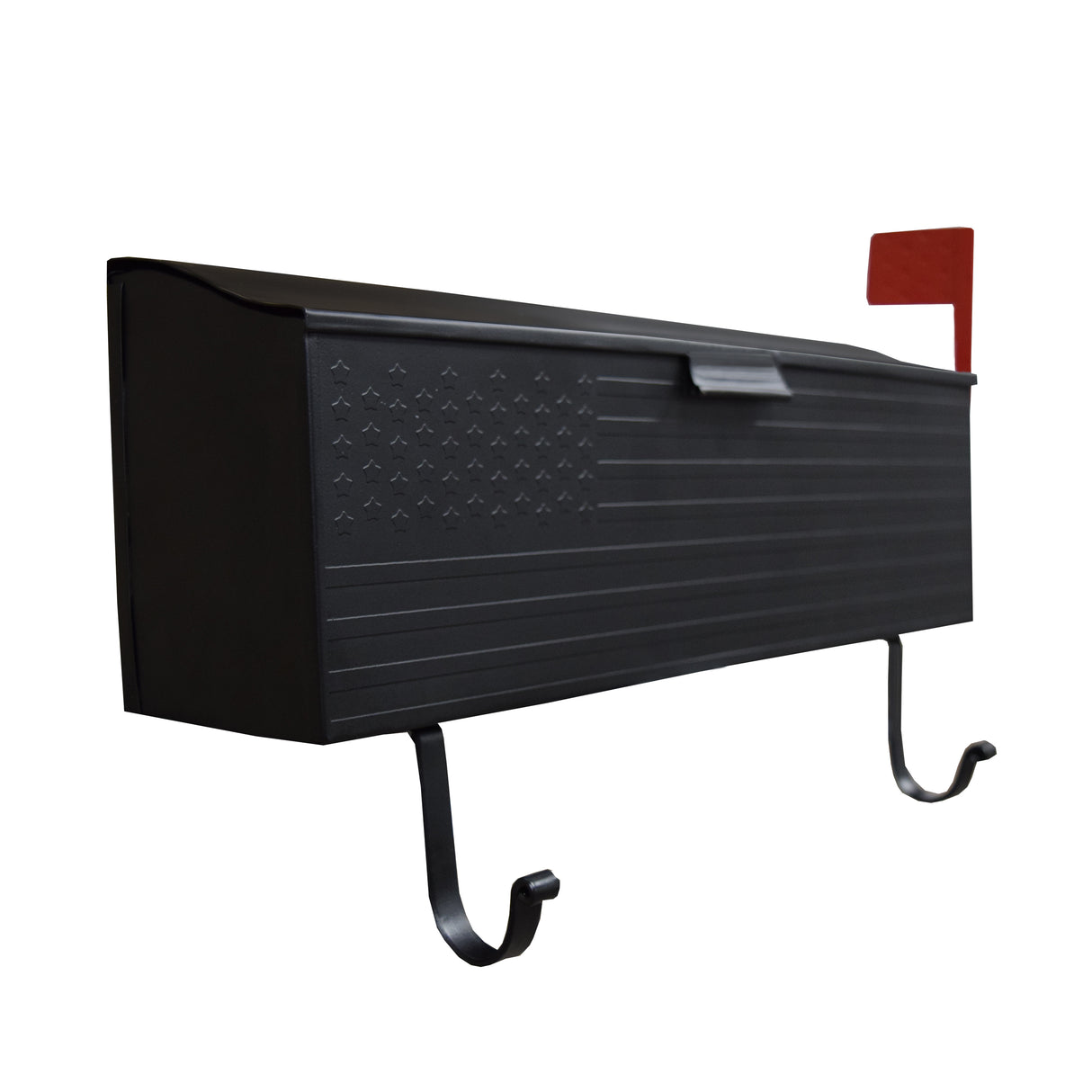 Black American Flag Metal Wall Mounted Mailbox with Hangers