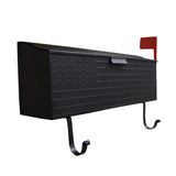 Black American Flag Metal Wall Mounted Mailbox with Hangers