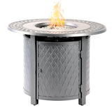 Aluminum 34-in Round Propane Fire Table with Beads, Covers and Lid