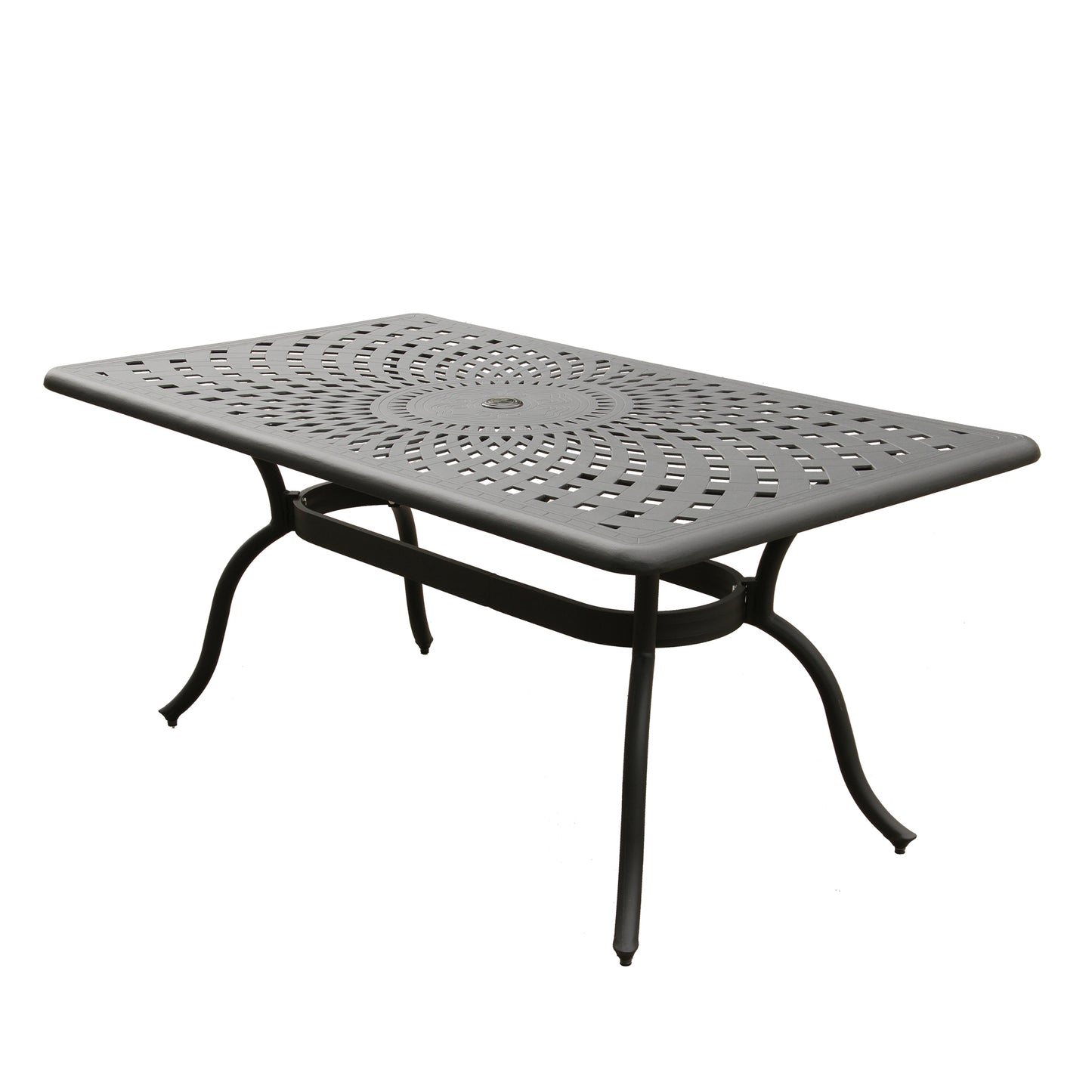 Outdoor Aluminum 7pc Black Rectangular Patio Dining Set and Six Chairs