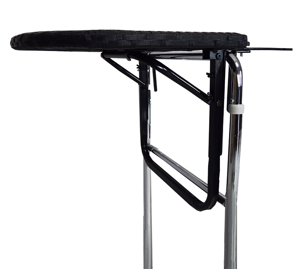 Black Wicker Foldable Patio Balcony Table with Adjustable Clamps