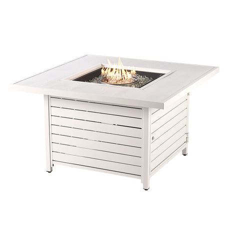 Aluminum 42-in Square Propane Fire Table with Beads, Covers and Lid Sharicks