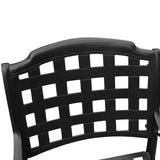 Aluminum 7pc Black Hexagon Patio Dining Set, Lazy Susan, Six Chairs