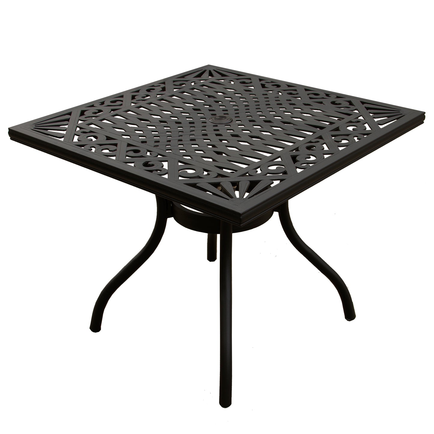 Ornate Outdoor Aluminum Black 37-in Square Patio Dining Table