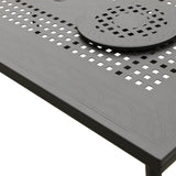 Aluminum Black 84-in Rectangle Large Patio Dining Table, Lazy Susans