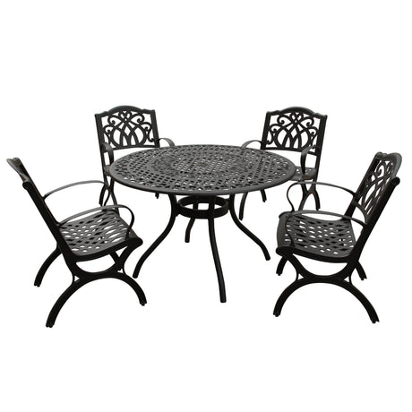 Outdoor Aluminum 5pc Round Patio Dining Set with Four Chairs - Sharicks